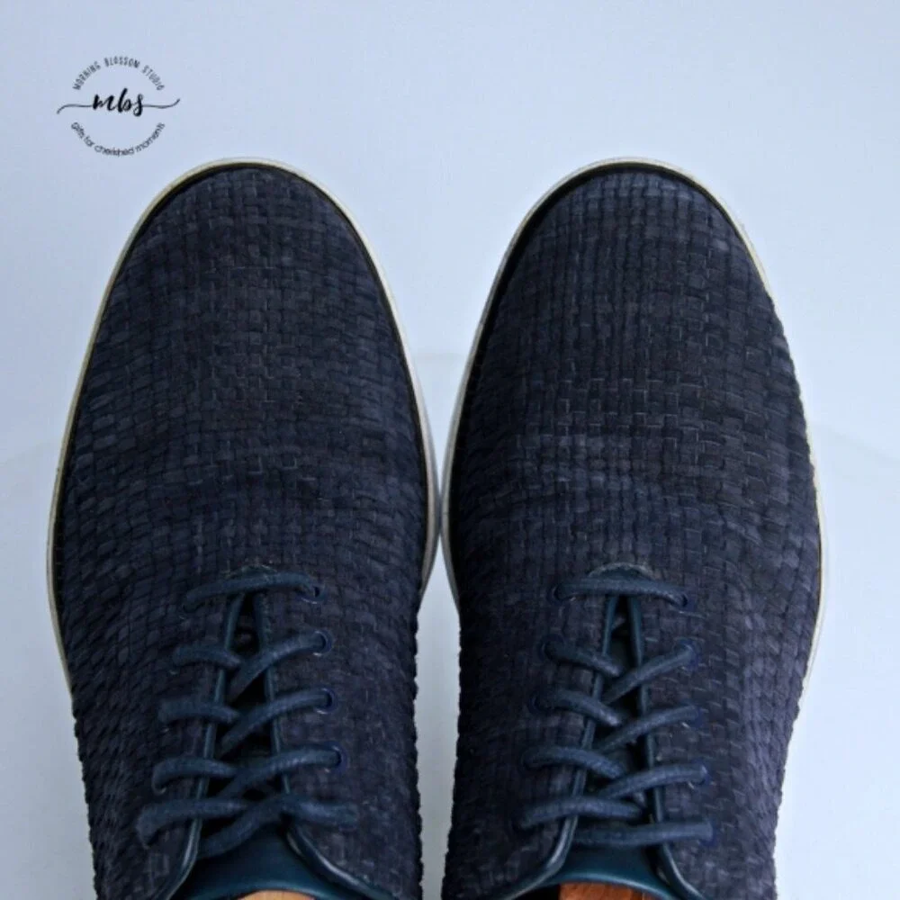 Cole Haan Grand Evolution Oxford Woven Leather Blue Shoes‎ Men 8.5